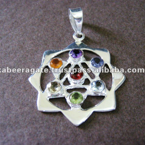 Venta al por mayor colgantes de metal de chakra unisex plateados joyería de plata religiosa con patrón de números para hombres y mujeres - Product Image 1