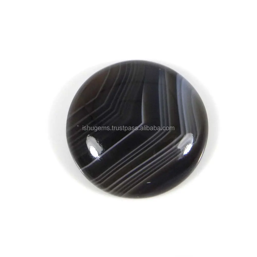 Nero Banded Agate 20 millimetri Rotonda Cabochon 17.4 cts allentati della pietra preziosa per monili