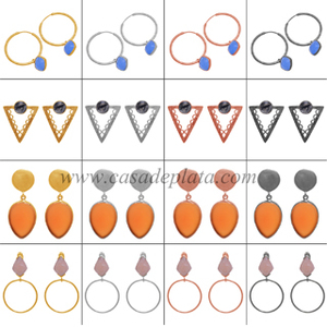 ต่างหูสตั๊ดโซ่เงิน925เพิร์ล Chalcedony - Product Image 2