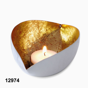 Classic White and Gold <b>Tea</b> <b>Light</b> Bowl Holder - Product Image 1