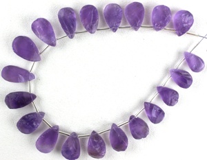 งานแฮนด์เมดลูกแพร์รูปร่าง Handcut ดิบหินด้านหลังแบนธรรมชาติหยาบสีฟ้าพลอยอเมทิสทำเครื่องประดับ - Product Image 4