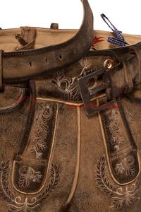 Pantalon de costume traditionnel pour homme, marron doré, longueur genou, broderie crème, finition vintage, look ancien traditionnel, pour l'Oktoberfest - Product Image 3