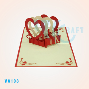 COEURS FLEUR 3D POPUP CARTE DE VOEUX VIET-CRAFT PAPIER SOUVENIR DÉCOUPÉ AU LASER - Product Image 4