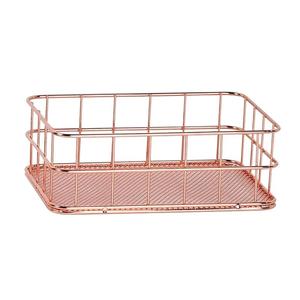 Panier de rangement en fer forgé en fil métallique or rose, porte-stylo de papeterie, organisateur de vaisselle - Product Image 1