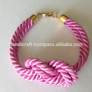 Bracelet en cordon de soie, bracelet noué, rose, nœud marin, bracelet en cordon de soie fait main, bonheur - Product Image 1