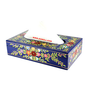 Boîte à mouchoirs décorative florale bleue voiture et support de mouchoirs de table pour la maison, le bureau, la cuisine, la salle à manger et l'utilisation de cadeaux - Product Image 1