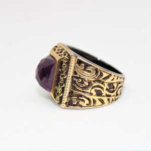 <b>Indian</b> Designer 925 Sterling Silver <b>Ring</b> High Selling Latest Collection Chakar Cut Amethyst Gemstone Classic Gold Weddings - Product Image 2