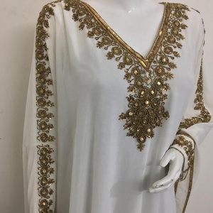 Ethnic Women's Fancy Arabian Dress Long Abaya Kaftan Style Georgette Farasha Embellished Design Muslim Fashion Style Religious - Product Image 5
