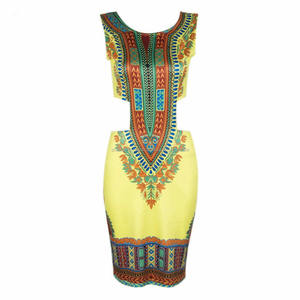 Women's Sleeveless African Transitional Print Dashiki <b>Dress</b> Cotton Mini <b>Kaftan</b> Body Con Top <b>Plus</b> <b>Size</b> Party Mini <b>Dresses</b> Back - Product Image 1