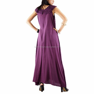 NAPAT เดรสสตรีแขนสั้น,เดรสผ้าฝ้ายความยาวลากพื้น - Product Image 4