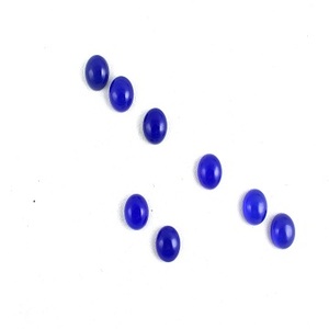 4 pares de alta calidad AAA grado azul real Calcedonia natural piedras preciosas sueltas forma redonda cabujones con parte posterior plana - Product Image 1