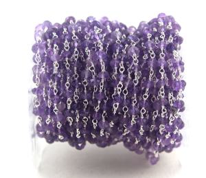 Chapelet Perles Chaîne Naturel Violet Améthyste Rondelle Pierres Précieuses À Facettes AAA Grade Étincelles Faire Des Bijoux DIY - Product Image 6