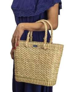 Unisex Minimalist Vintage Summer Tote <b>Handbag</b> Water Reed Grass Fashioned Open Closure Casual Dress Travel <b>for</b> <b>Men</b> and Women - Product Image 2
