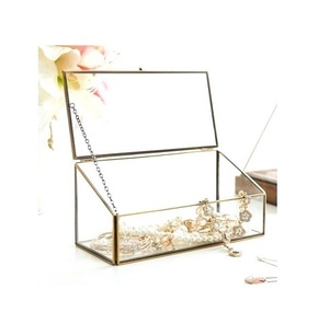 Art India Taper Glass Brass <b>Box</b> with <b>Mirror</b> Bottom Custom Size Model 9044 for Home & Office Decoration - Product Image 1