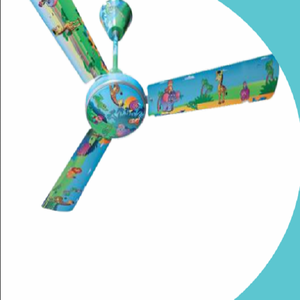 Ventilateur de plafond KIMATSU avec moteur AC en métal de 52 pouces, 3 pales, contrôle mécanique, pour chambre d'enfant, motif animaux de la jungle colorés - Product Image 2