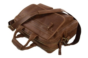 Sac pour ordinateur portable en cuir pleine fleur de style vintage fabriqué à la main avec logo personnalisé d'Inde - Product Image 4