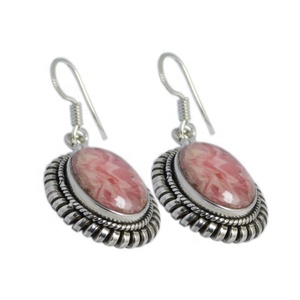 Pendientes de plata de lujo hechos a mano hermosa piedra preciosa Rodocrosita natural gota Vintage para fiestas proveedor mayorista directo - Product Image 1