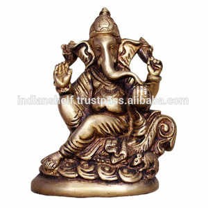 Indien fait main En Laiton Doré Bronze Ganesha Indian Spirituelles Traditionnelles Ganesha Statue - Product Image 2