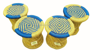 Taburete otomano de bambú Natural 2024, taburete otomano hecho a mano para reposapiés, consola con incrustaciones de hueso, taburete bajo - Product Image 3