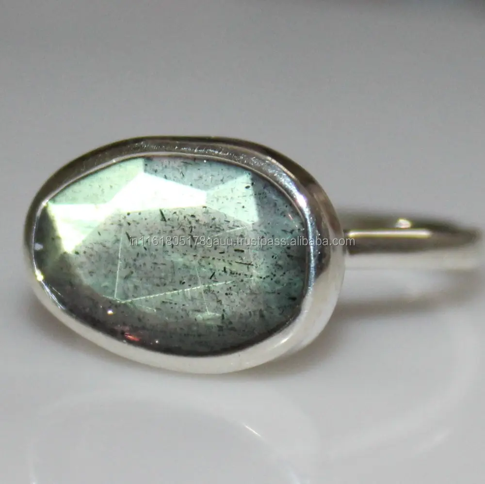 925 sterling Silver Rings đối với phụ nữ Rose cut Labradorite Nhẫn đá quý đá quý Nhẫn đồng hồ cho phụ nữ ngón tay