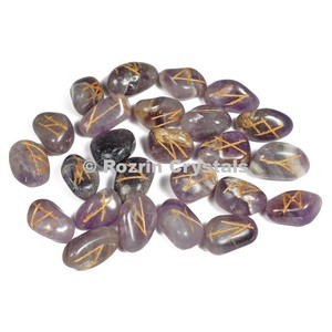 Juego de Piedras Rúnicas de Amatista Talladas y Grabadas, Feng Shui, Arte del Amor, Coleccionable - Product Image 1