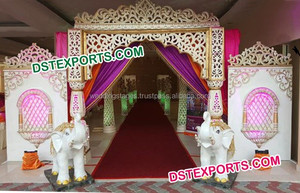 Decoración de Mandap para Boda Real, Mandap de Fibra Dorada Devdas, Diseños de Mandap para Bodas Indias, California - Product Image 6