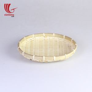 Round Shallow Bamboo <b>Basket</b> Tray Set Weaving Wholesale Made in Vietnam - Product Image 2