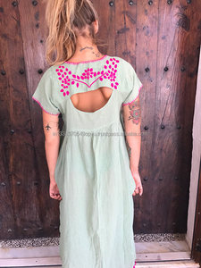 Robe courte à ourlet asymétrique brodé pour femmes, tunique Sexy de couleur vive, idéale pour les soirées, printemps, 2020 - Product Image 3