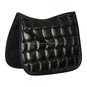 SHEMAX Tapis de selle de cheval de luxe équestre en cuir PU noir avec doublure en polycoton - Product Image 1