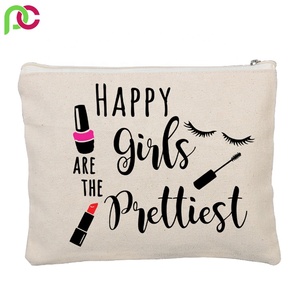 Bolsa de cosméticos de algodón transparente grande de yute promocional al por mayor, bolsa de maquillaje personalizada para mujer con cierre de cremallera para viajes - Product Image 4