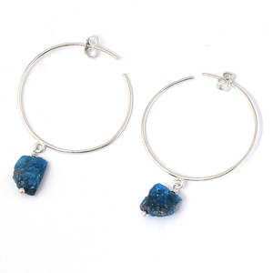 Apatita materia prima piedras preciosas en bruto pendientes hechos a mano 925 joyería de plata esterlina ajuste de punta pendiente de Aro para mujer - Product Image 1