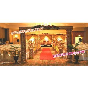 ภาพตัดปะใยทองสำหรับงานแต่งงานตกแต่งหกเสาแกะสลักหนักสำหรับงานแต่งงาน - Product Image 1