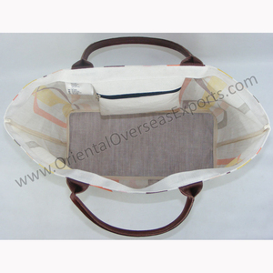 Bolso personalizado multicolor juco, con asas de cuero auténtico - Product Image 4