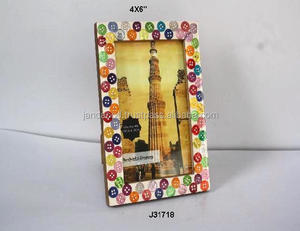 Venta caliente botón mosaico foto marco disponible en todos los tamaños de Fotos decoración del hogar Marco de mesa de estudio para mesa artesanías indias - Product Image 2