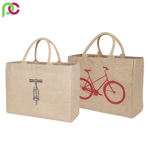 Bolso de mano de yute 100% personalizado serigrafiado, bolsa de compras de lona, tela reciclable a granel para uso en supermercados - Product Image 4