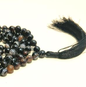 Collares étnicos hechos a mano con cuentas de artista indio, cuentas naturales de ágata a rayas, borla anudada, Mala perla, diamante, fiestas religiosas - Product Image 3