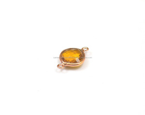 Citrine Quartz Gemstone À La Mode En Laiton Double Bail À Facettes Connecteur Coussin Forme À La Main 18K Plaqué Or 12mm 10 Pièces Bijoux - Product Image 5