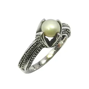 Wholesale Suppliers Pave 925 Sterling Silver Beautiful Pearl Gemstone Ring Handmade 925 Sterling Silver Jewelry Supplier