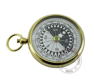 3 Flip-Top Solid Polished Brass Pocket Compass Antique Reproduction