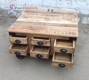 Venta directa de fábrica, caja de maletero de almacenamiento de madera de mango sólido en bruto, mesa de centro para sala de estar interior, muebles para el hogar - Product Image 3