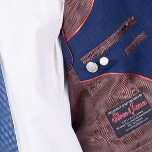 Traje Formal de Negocios Azul para Hombre, Diseño Personalizado de Steve & James, con Tela de Lana Merino - Servicio OEM - Product Image 5