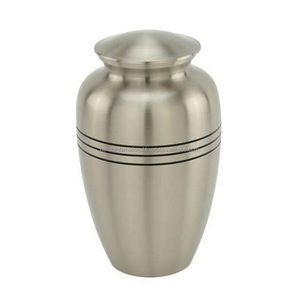 Vente en gros urnes funéraires classiques en métal étain de qualité supérieure avec rayures de couleur noire à bas prix - Product Image 1