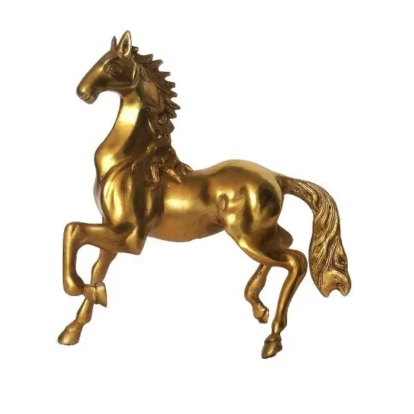 النحاس النحت تمثال حصان مصنوعة من المعدن الأصفر الحيوان تمثال في إنهاء العتيقة