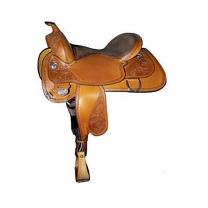 Premium Genuine Leather Drum Dyed <b>Brown</b> Fiber Tree Western Saddle 10"-18" Size for Horse Racing and Riding - Product Image 1