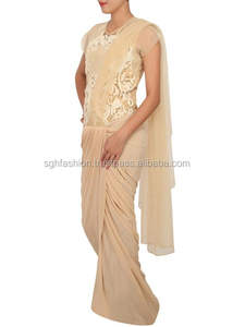 Vestidos Sari de poliéster tradicionales de diseñador para ropa de fiesta - Product Image 2