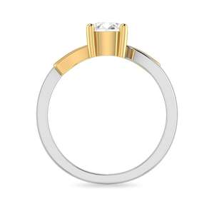 Bague de fiançailles solitaire en diamant blanc naturel de 0,30 carat en or 14 carats, bague en or bicolore, bague en diamant blanc - Product Image 3