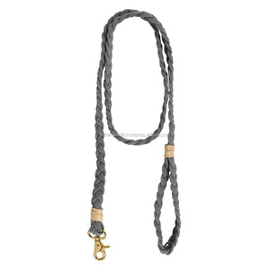 Correa para Perro de Cuerda de Algodón Tejida Gris con Clip de Oro Rosa y Collar de Algodón Hecho a Mano - ¡Lo Último en Moda! - Product Image 3