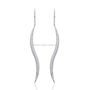Pendientes de plata de ley con hilo de oreja para mujer, aretes de cadena de plata de ley turca para mujer - Product Image 2