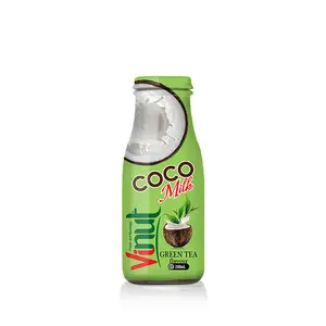 280ml Glass Bottle wholesale coconut water milk with Green tea flavour VINUT beverage