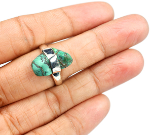Anillo de plata de primera ley con forma rugosa para mujer, sortija, plata esterlina 925, turquesa, plata esterlina 925 - Product Image 4